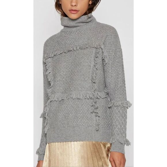 Joie‎ Paisli Heather Gray wool cashmere blend sweater fringe size S - Picture 1 of 10